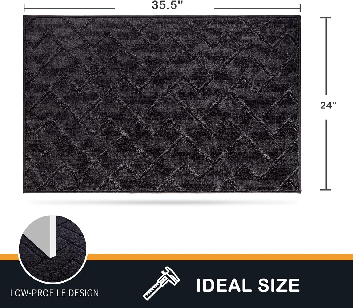 PURRUGS Dirt Trapping Door Mat 24" x 35.5", Non-Slip Machine Washable Entry Rug, Dog Doormat, Indoor Front Door Mat, Super Absorbent Entryway Rug for Muddy Shoes & Paws, Black Black 24" x 35.5"