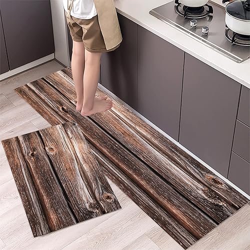 Youshosho Tapete de cocina antideslizante, tapete de cocina de madera vintage, antifatiga, para cocina, oficina, fregadero, 1 unidad, 16 x 24