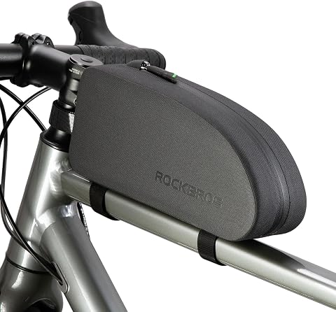 ROCKBROS Sacoche de Cadre Vélo VTT Sacoche de Guidon 1L-1 Zipper | Top Tube Vélo Pochette Triangle Bicyclette VTC Route Étanche Léger Noir