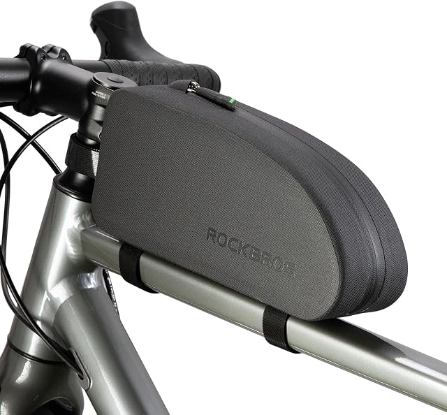 ROCKBROS Sacoche de Cadre Vélo VTT Sacoche de Guidon 1L-1 Zipper | Top Tube Vélo Pochette Triangle Bicyclette VTC Route Étanche Léger Noir