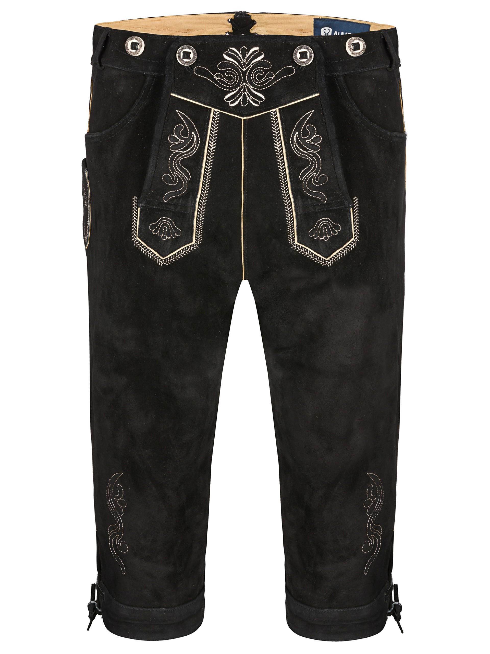 Almbock Trachtenlederhose Herren Kniebund - Original bayerische Lederhose Herren Tracht - Trachtenhose Oktoberfest in vielen Farben von Gr. 46-60