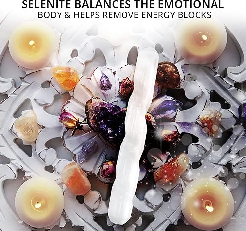 Miniatura 6 de NORTHLANDZ Varita en espiral redonda de cristal de selenita, varita de cristales curativos para protección espiritual y meditación, mejor para