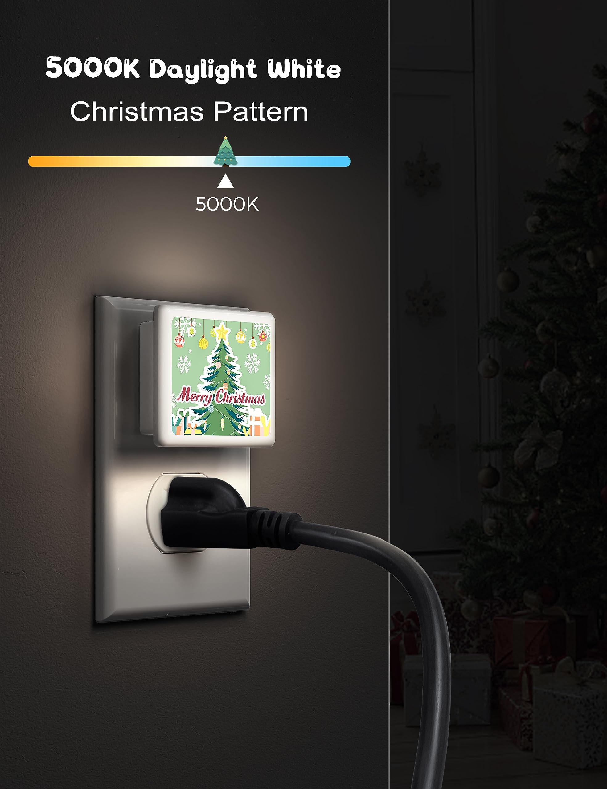 LOHAS Kids Night Lights Plug into Wall [2-Pack], Christmas Tree LED Nightlight for Kids, Dusk-to-Dawn Sensor, Nursery Plug in Night Light for Kids Room, Ideal Gift for Children, Bedroom Décor