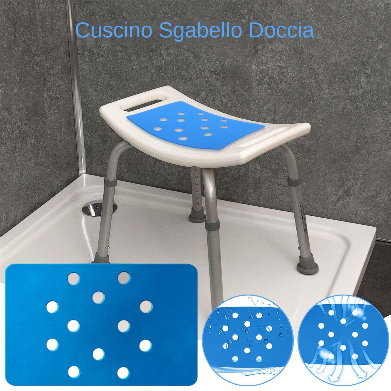 Cuscino per Sedile Doccia | Sedile Per Sedia Vasca Antiscivolo,Materassino Impermeabile Per Igiene Anziani