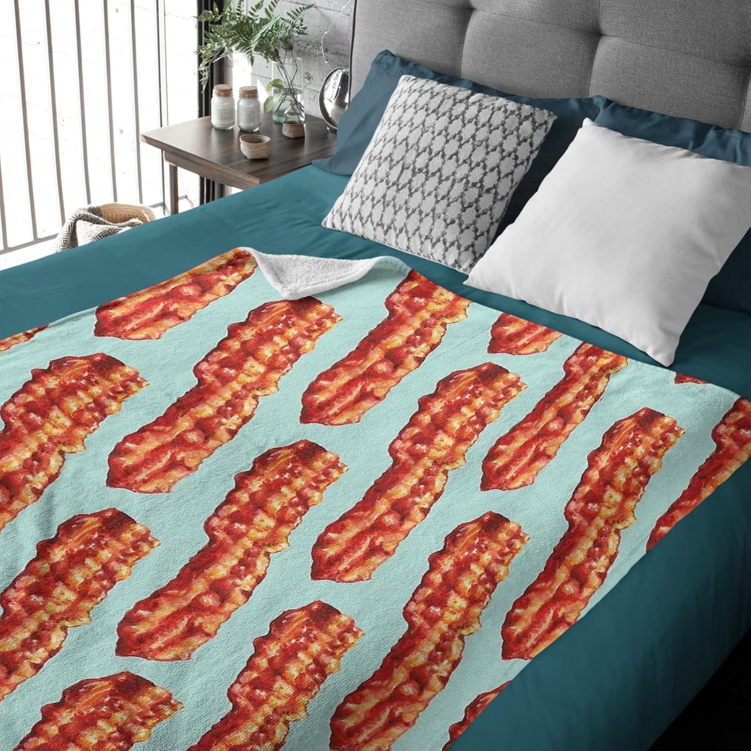 Bacon Blanket Soft Fluffy Cozy Warm Luxury Flannel Throw Blankets for Bed Couch Chairs Dorm Gifts for Women Boys Girls Large (80"x60")