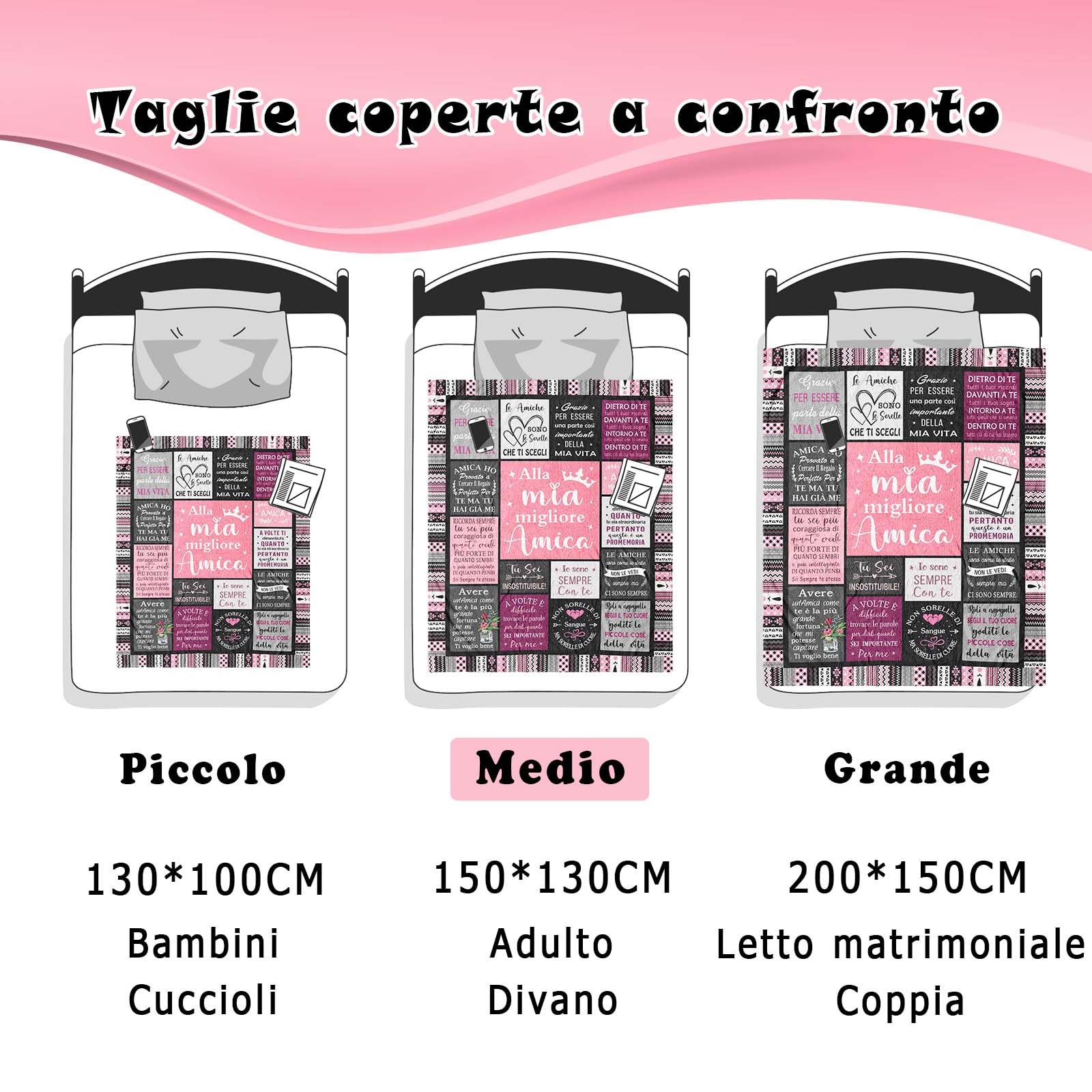 Regalo Amica, Regalo Migliore Amica Compleanno, Regali Divertenti per un Amica Speciale Originale, Idee Regali Originali per Amiche Rappresentante di Classe Donna, Amicizia Coperta 150x130CM