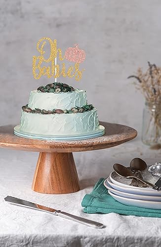 Miniatura 7 de Decoración para tartas de calabaza con purpurina dorada y oro rosa Oh Babies, decoración para pastel de calabaza, gemelos de calabaza, calabaza es