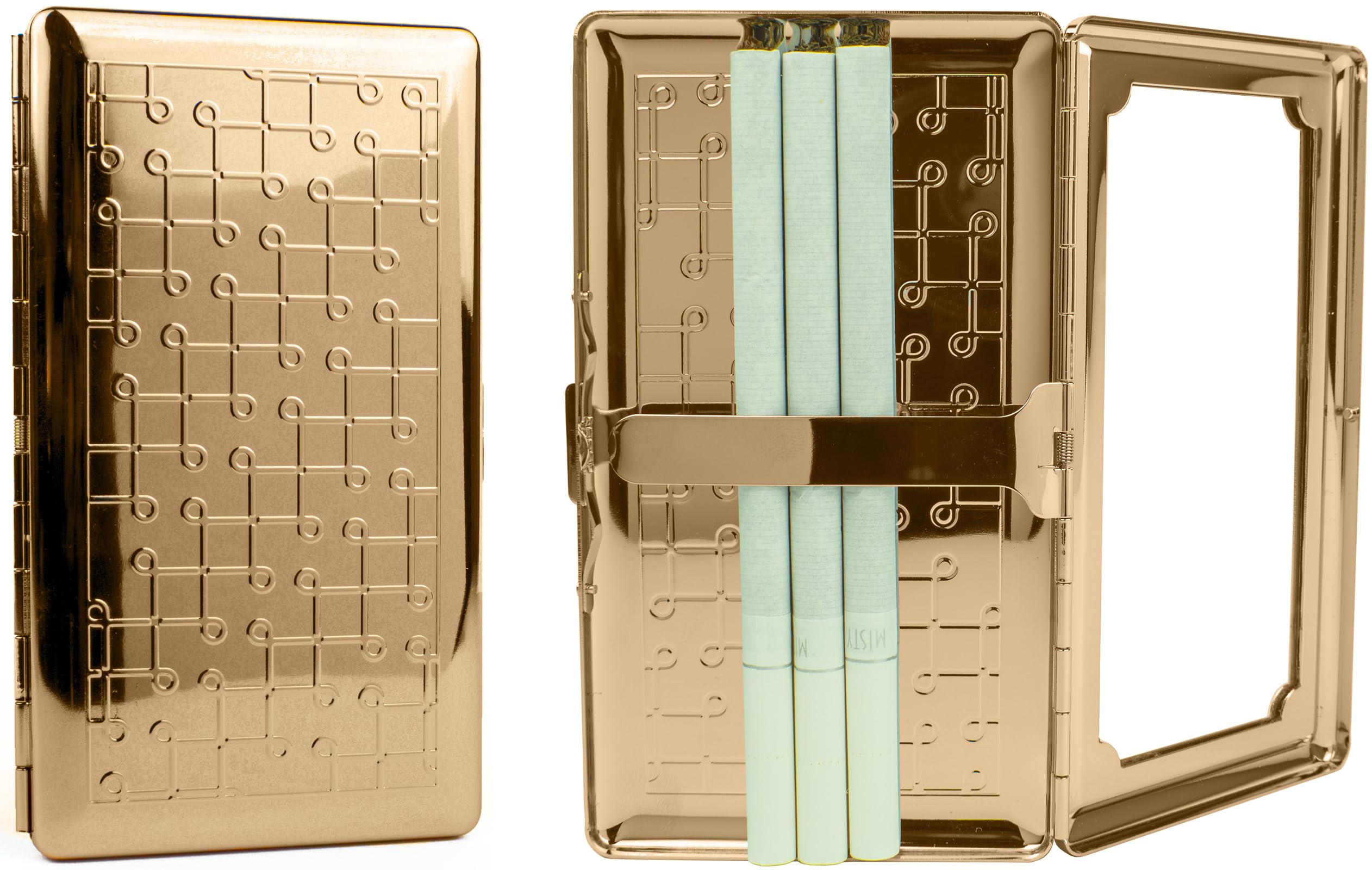 Amazon.com: Set of 2 Metal-Plated 120s Compact Cigarette Case & Personal  Mirror (Rose Gold Loops) : Health & Household