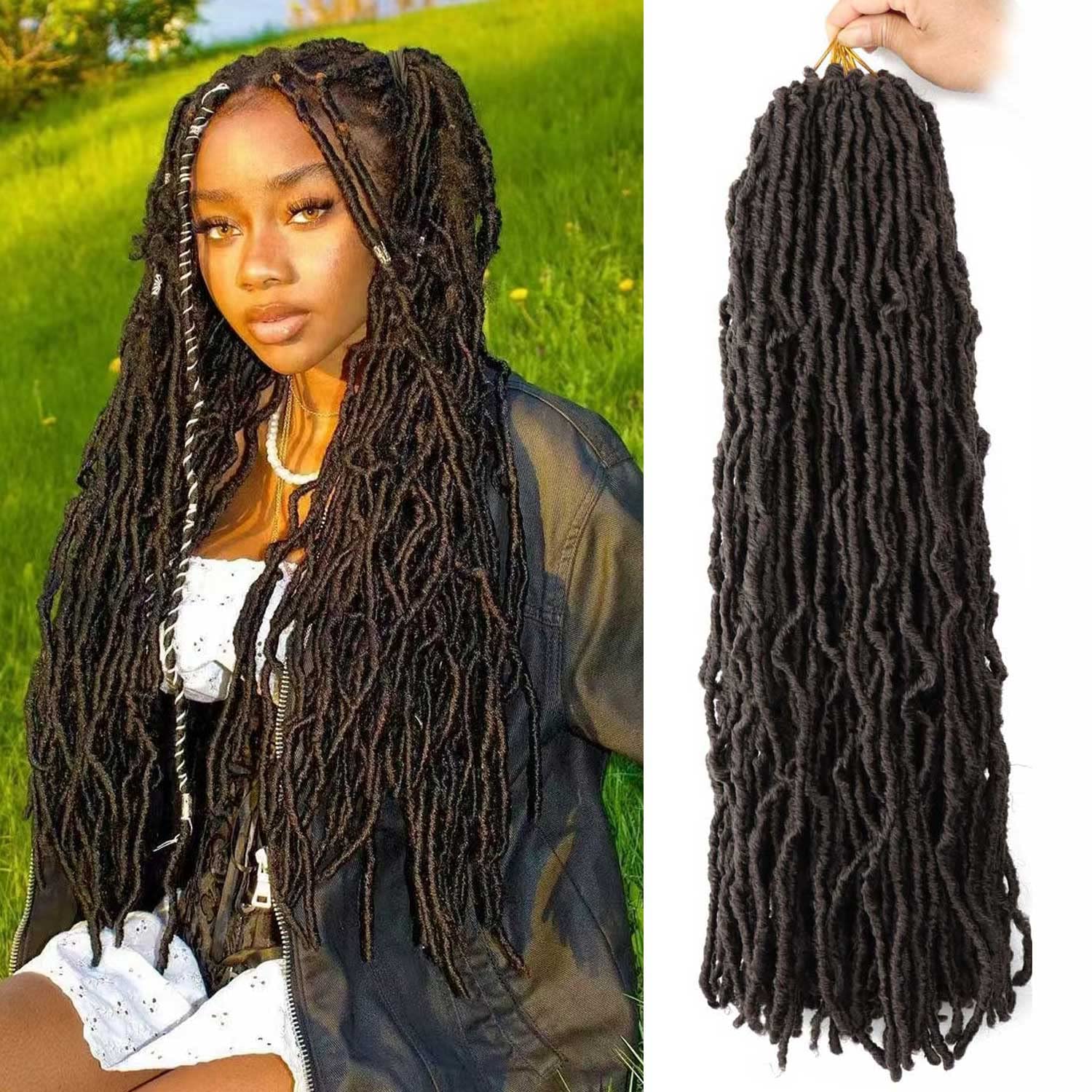 Faux Locs Crochet Hair 24 Inch 7Packs Curly Wavy Soft Locs Crochet Braids for Natural Butterfly Locs Crochet Hair for Black Women (24 inch(pack of 7),