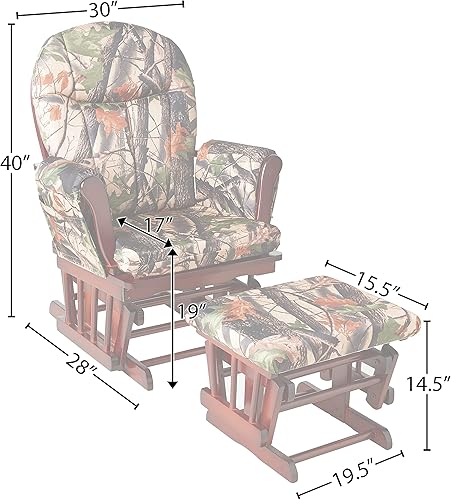 Miniatura 26 de Artiva USA Juego de sillas planeadoras de madera y cojín otomano de microfibra Madera blanca con cojín marrón,Madera de cerezo con cojín