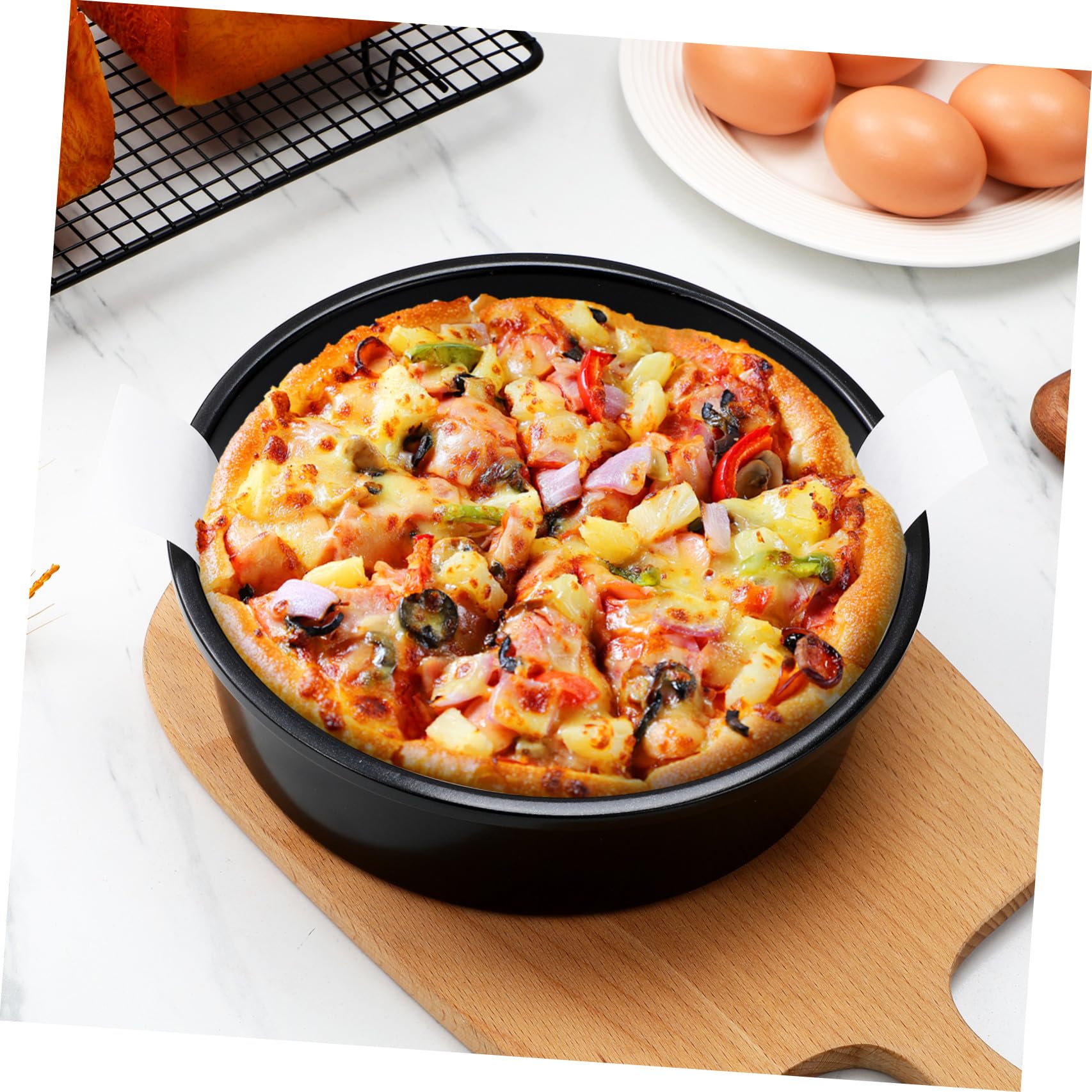 3 Piezas Molde para Tartas Redondo Negro de 8 Pulgadas