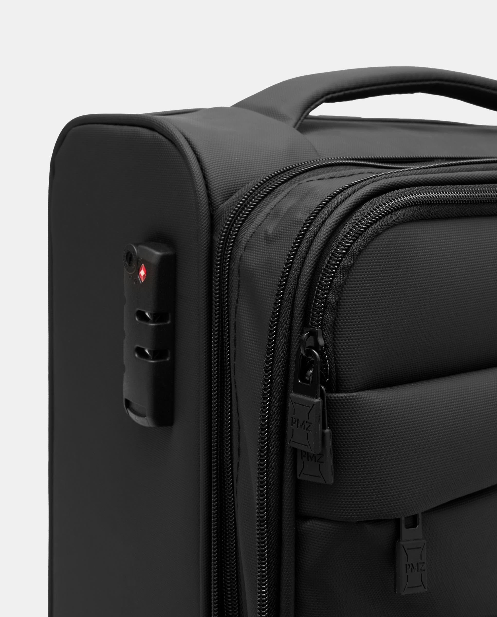 PACO MARTINEZ Maleta de Viaje Unisex, Maleta de Cabina V Air Expandible con Candado TSA, Capacidad 36-44 litros, Color Negro - 40x55x20-25 Centímetros