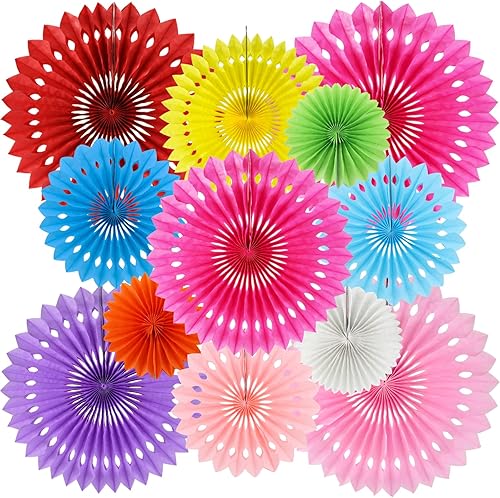 Miniatura 19 de Kit de decoración de abanicos redondos de papel con panal de pañuelo en rojo, amarillo y negro para baby shower, tema de ratón, primer cumpleaños