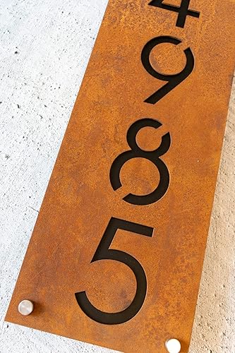 Miniatura 5 de Letrero de metal oxidado con número de casa  Placa de dirección hecha a mano de hierro y acrílico, letrero de casa vintage para exteriores, tamaño