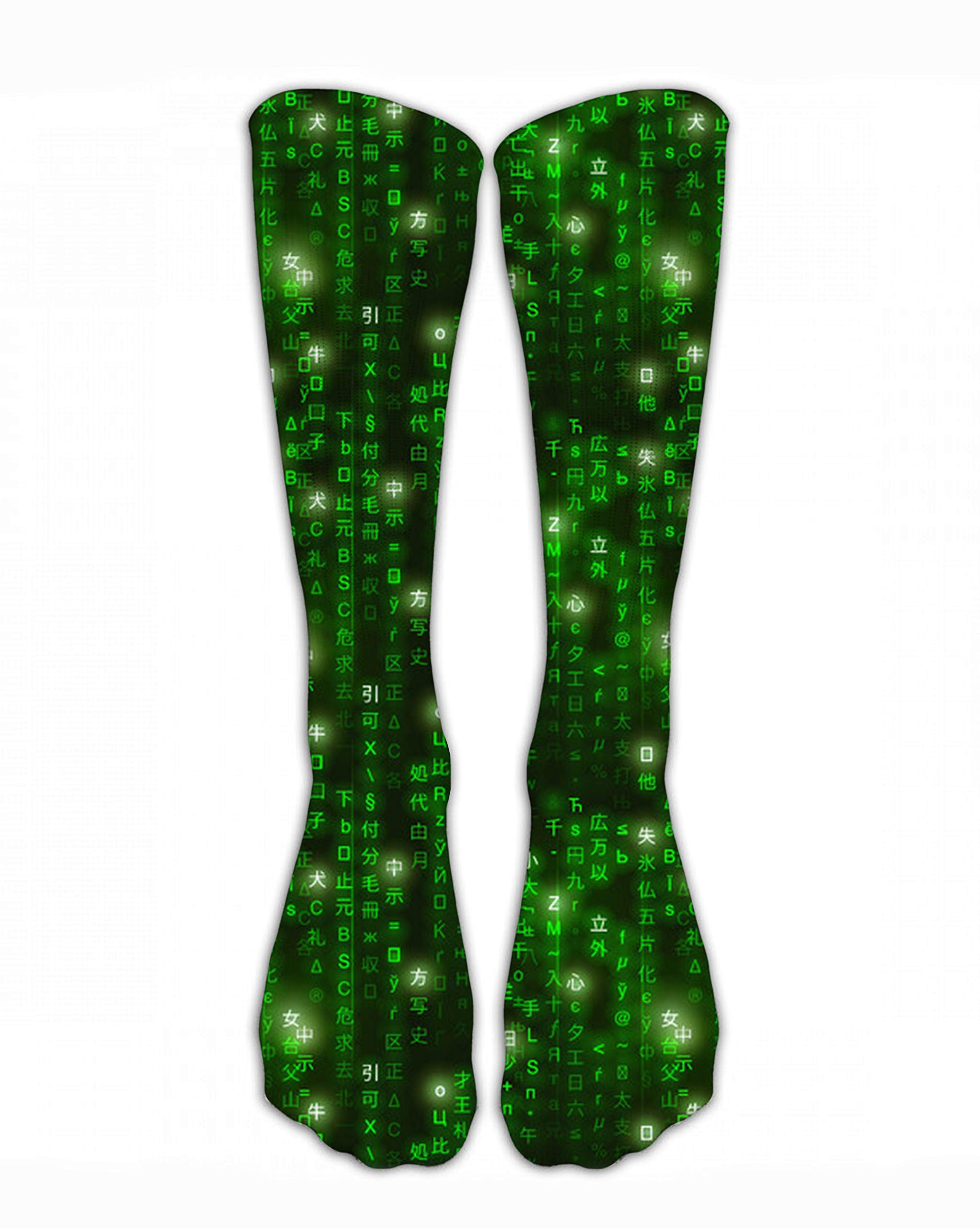 SARA NELL Green Matrix Digital Binary Code Classics Personalized Socks Sport Athletic Stockings 40Cm Long Sock for Men Women