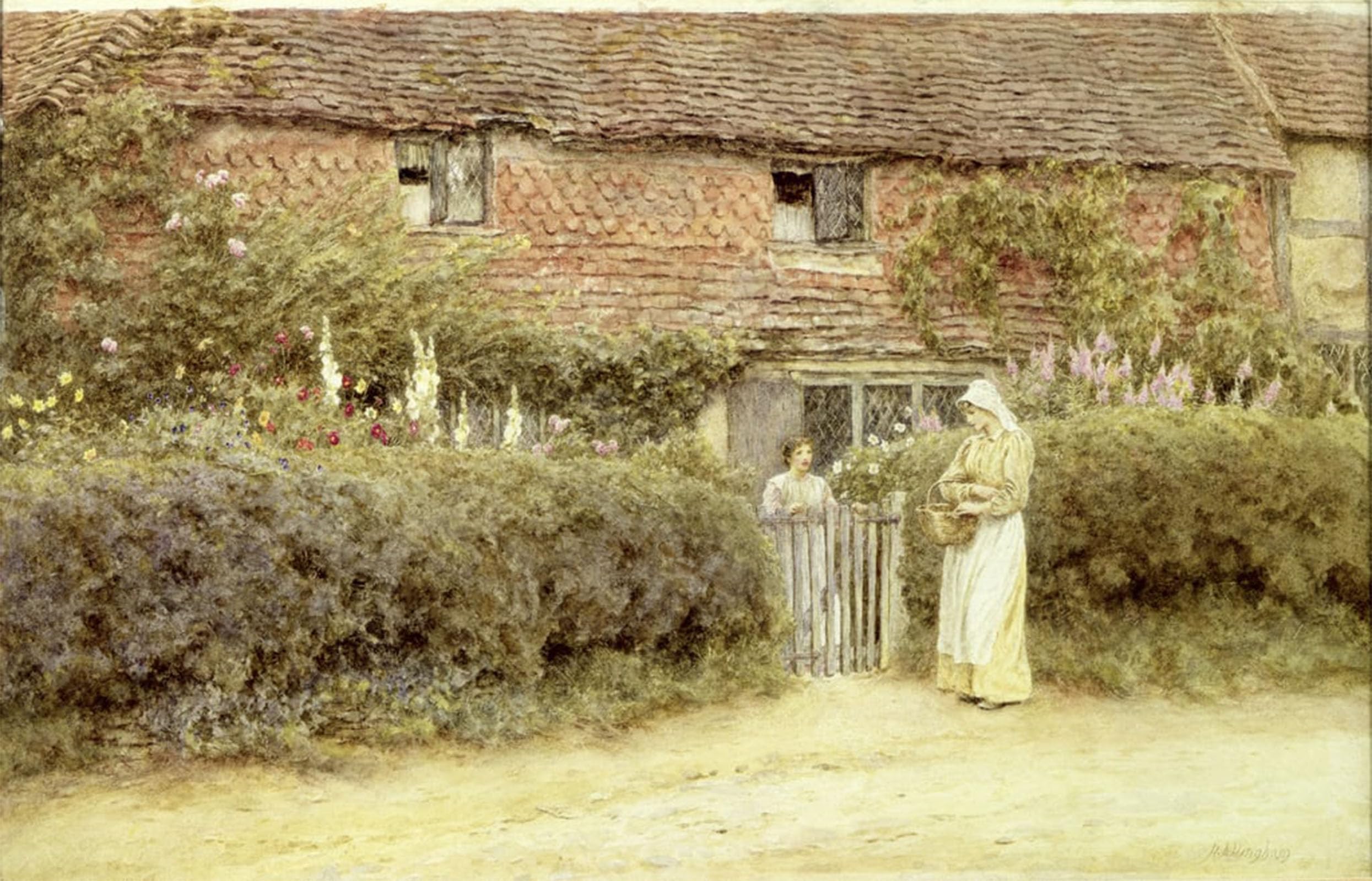 POSTERIIk Vintage Art Print Images Pictures Print a Cottage At Haslemere by Helen Allingham Modern Colour Posters for Office Home Decor 60x90cm