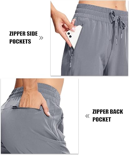 Miniatura 5 de MAGCOMSEN Pantalones de senderismo para mujer, ligeros, de secado rápido, atléticos, para correr, joggers con bolsillos, pantalones deportivos