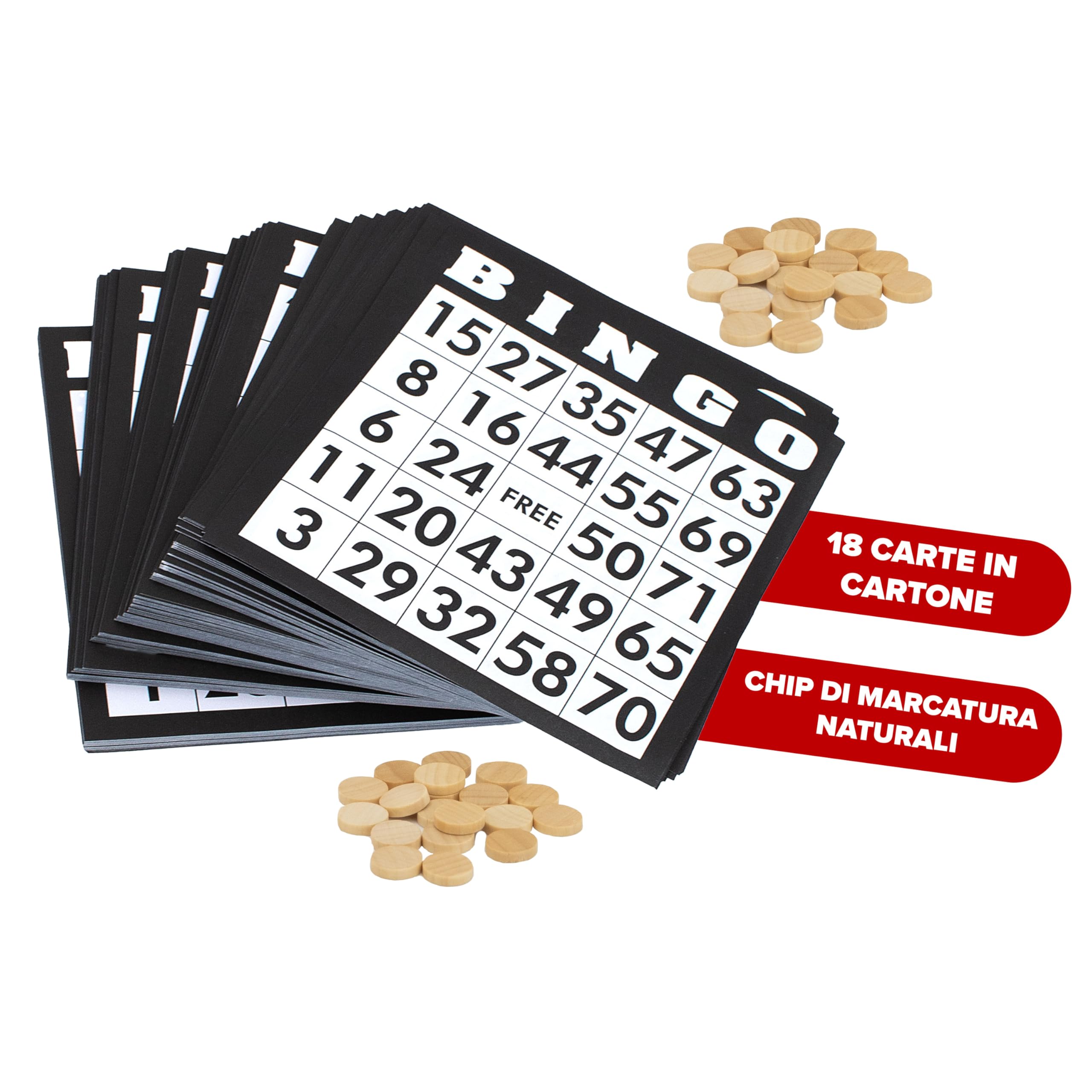 Kyto Grande gioco del bingo dorato in metallo con 150 gettoni, 75 palline e tabellone in legno, 18 cartelle di tombola rigide + extra 500 cartelle in carta, per adulti e bambini