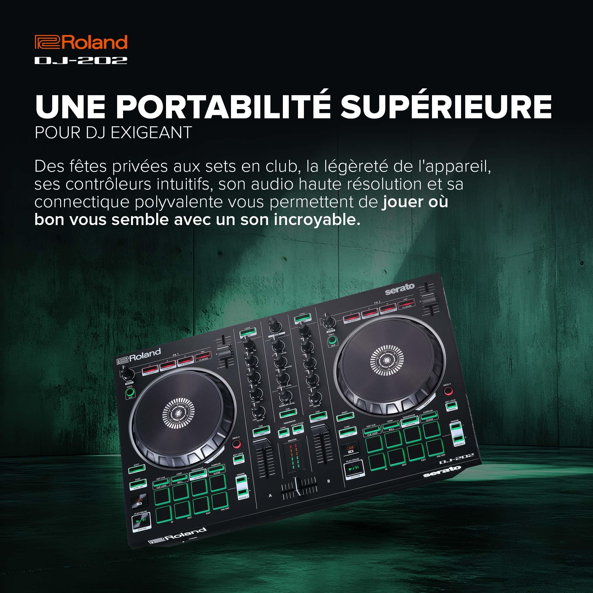 Roland DJ-202 | Contrôleur DJ compact | Contrôleur à 2 canaux et 4