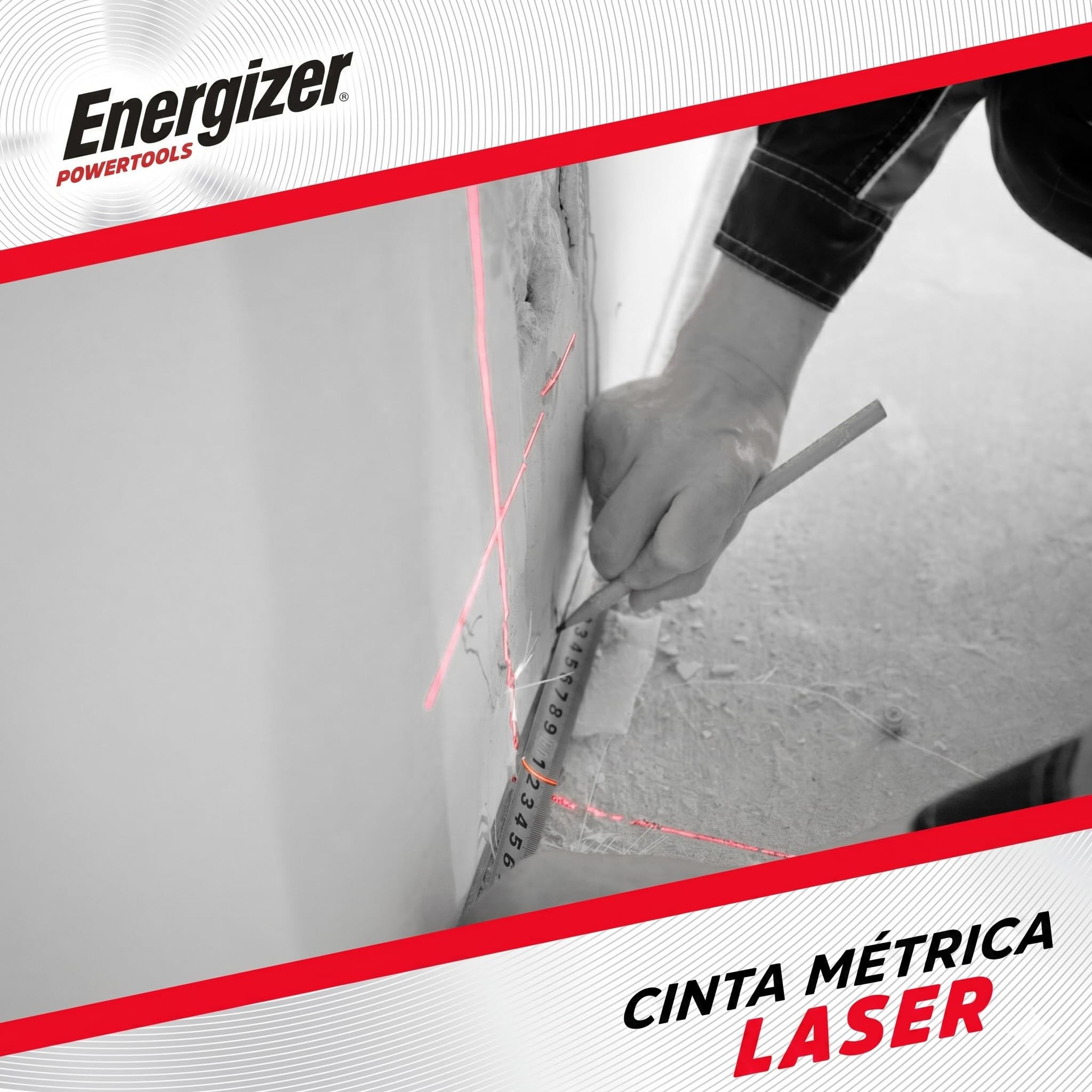 Energizer – Telémetro láser 2 en 1, medidor láser de 40 m y Cinta métrica de 5 m, Pantalla LCD, Recargable USB-C, medidor de Cinta láser Digital medidor de Volumen – batería de Larga duración