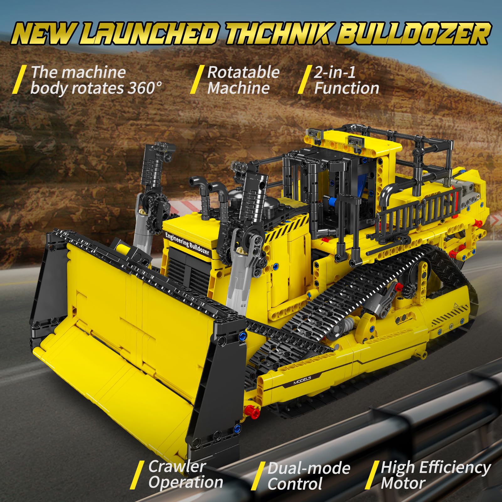 Mould King Tecnica Bulldozer con giocattolo da costruzione telecomandato, 2,4 GHz, kit camion RC, veicoli tecnici a motore (1508 pezzi)
