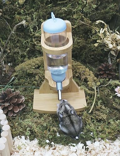 Miniatura 9 de Botella de agua de hámster con soporte, soporte para botella de agua para animales pequeños con dispensador automático de agua colgante de 4.2 fl oz