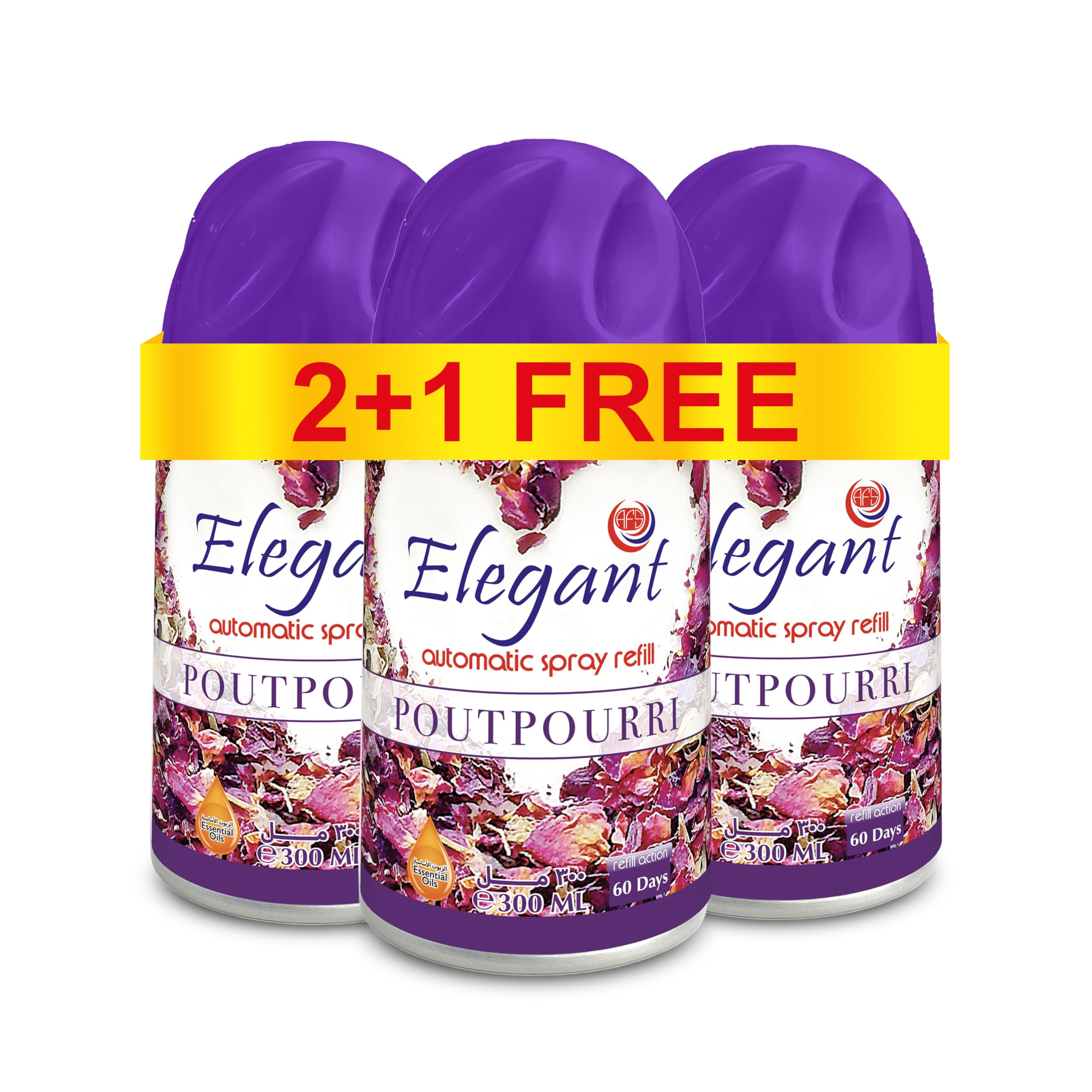 Elegant Automatic Spray REFILL – Perfect Poutpourri – 300ML – Pack of 3, Triple Pack (300ML x 3 Pcs) – Air Freshener REFILL for Home And Bathroom