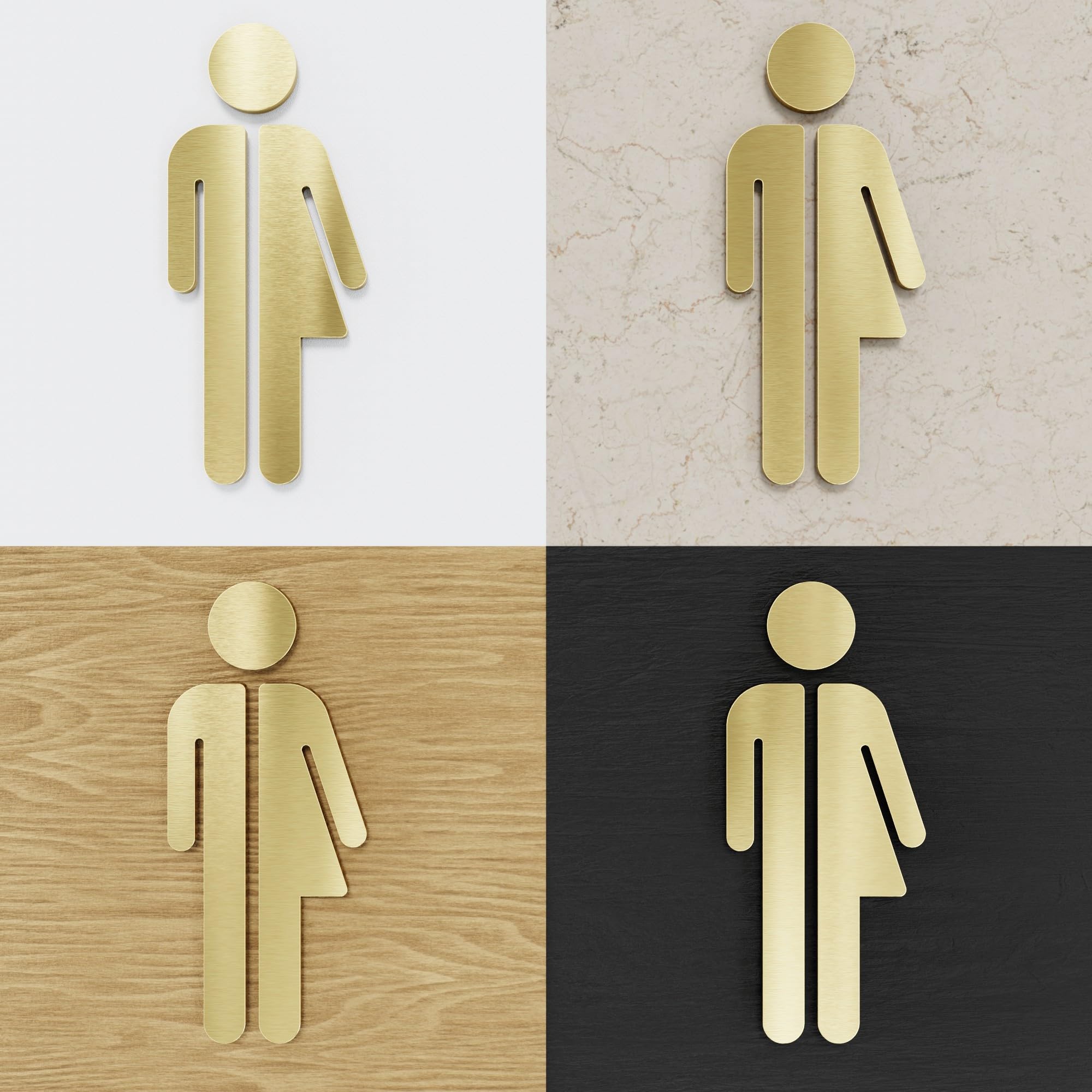 Messing WC-Schild divers - selbstklebend & pflegeleicht - Design Toiletten-Schild unisex SD-06-M