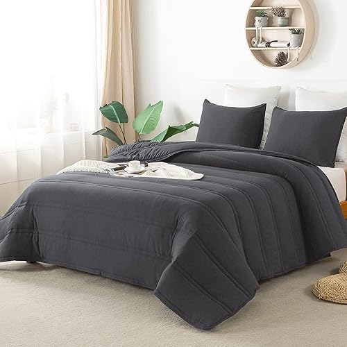 Miniatura 10 de Anna.Z Home 3PC Comforter Set, Down Alternative Filling, Solid Color Comforter, Lightweight & Warmth & Ultra-Soft & for All Season, Channel Quilting