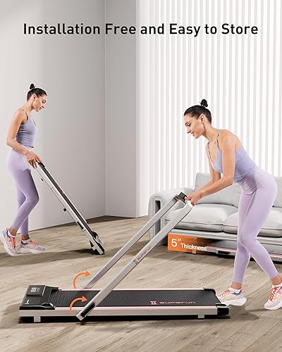 Miniatura 2 de SupeRun Caminadora 3 en 1 - Cinta de correr plegable de 3.0 HP para el hogar, fácil de almacenar, capacidad de 300 libras debajo del escritorio,