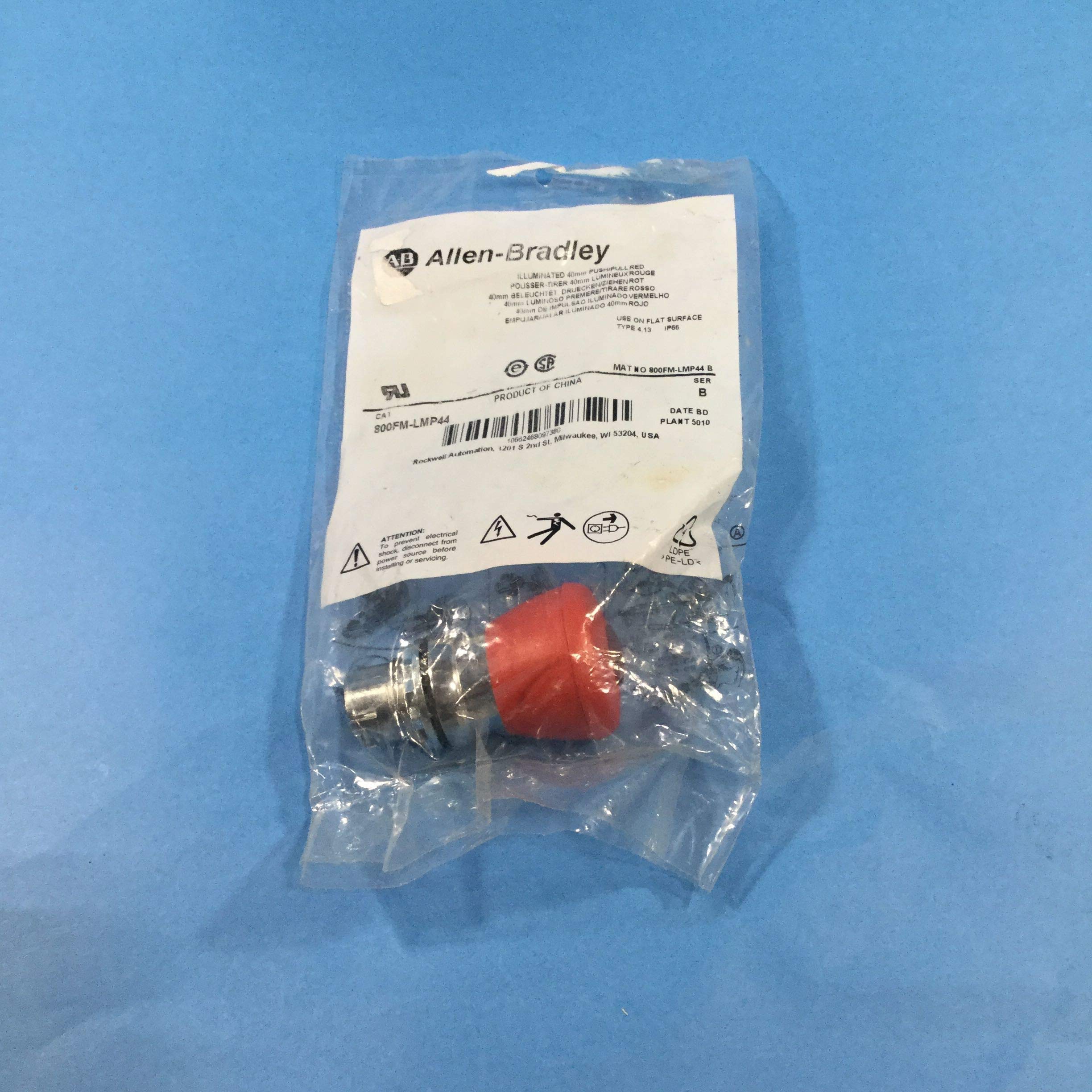 ALLEN BRADLEY 800FM-LMP44 Push Button, Round Metal Operator (Type