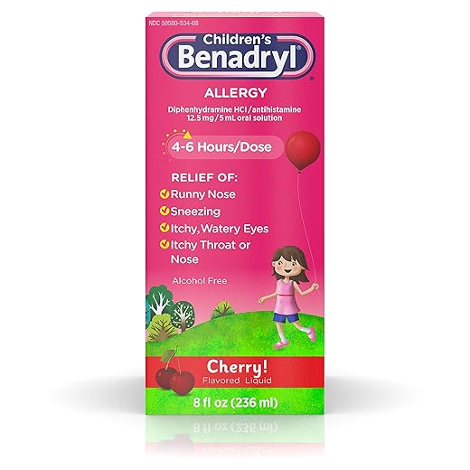 Children's Benadryl Allergy Liquid Cherry 8 oz (Pack of 4)