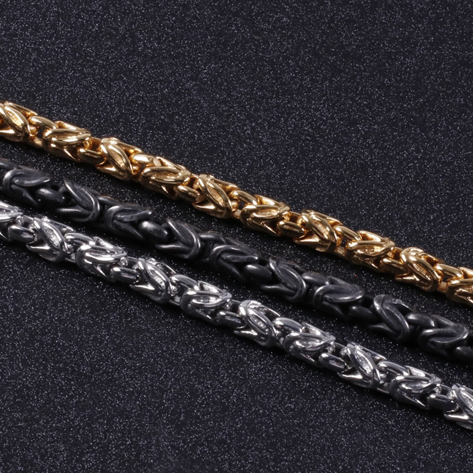 Bracelet Chaîne Noire, Bracelet Homme Acier Inoxydable Punk Cadeaux de la Saint-Valentin à la Mode Bracelet