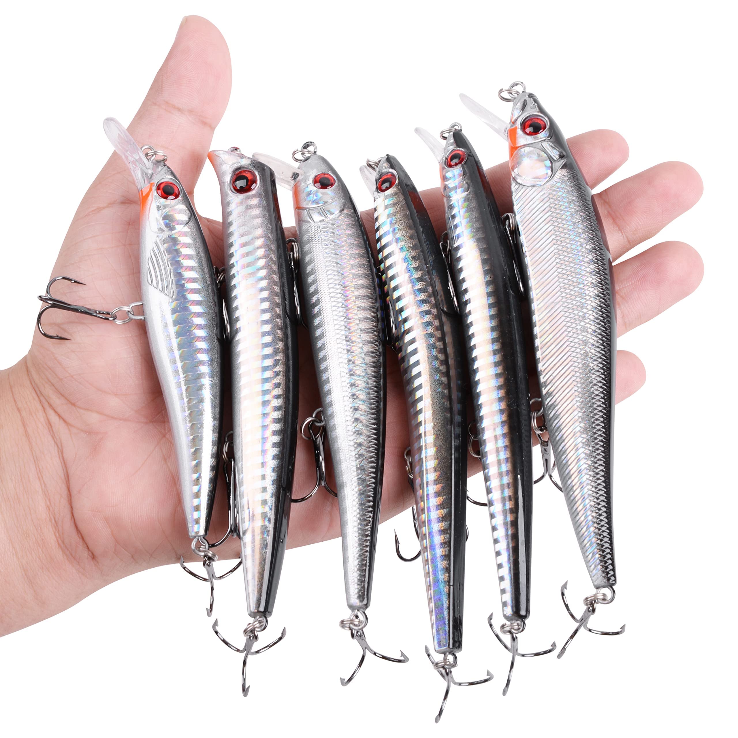 Kit de Señuelos de Pesca Juego de Señuelos de Pesca Popper de 6 Piezas Cebos Flotantes para Surf Crankbaits Señuelo Aparejos de Pesca