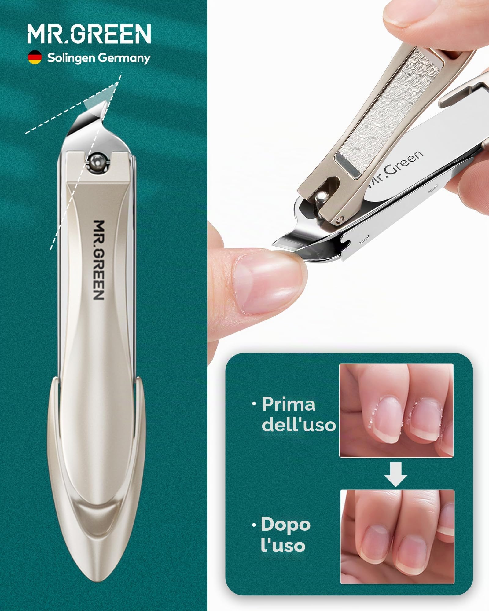 MR.GREEN Kit per manicure e pedicure 8 in 1, set di tagliaunghie anti-spruzzo, in acciaio inox tedesco, con custodia in vera pelle, per donne e uomini, idea regalo