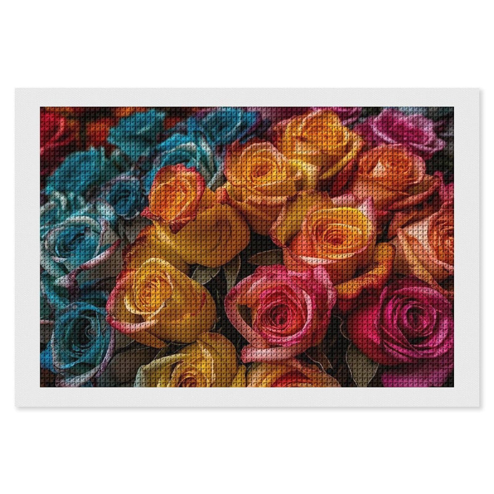 Many Roses Diamond Art Kits for Adults, DIY 5D Diamonds Painting Kits for Beginner, Round Full Drill Diamond Dots Painting, 8"x12" Diamonds Pictures Gem Art and Crafts Wall Decor
