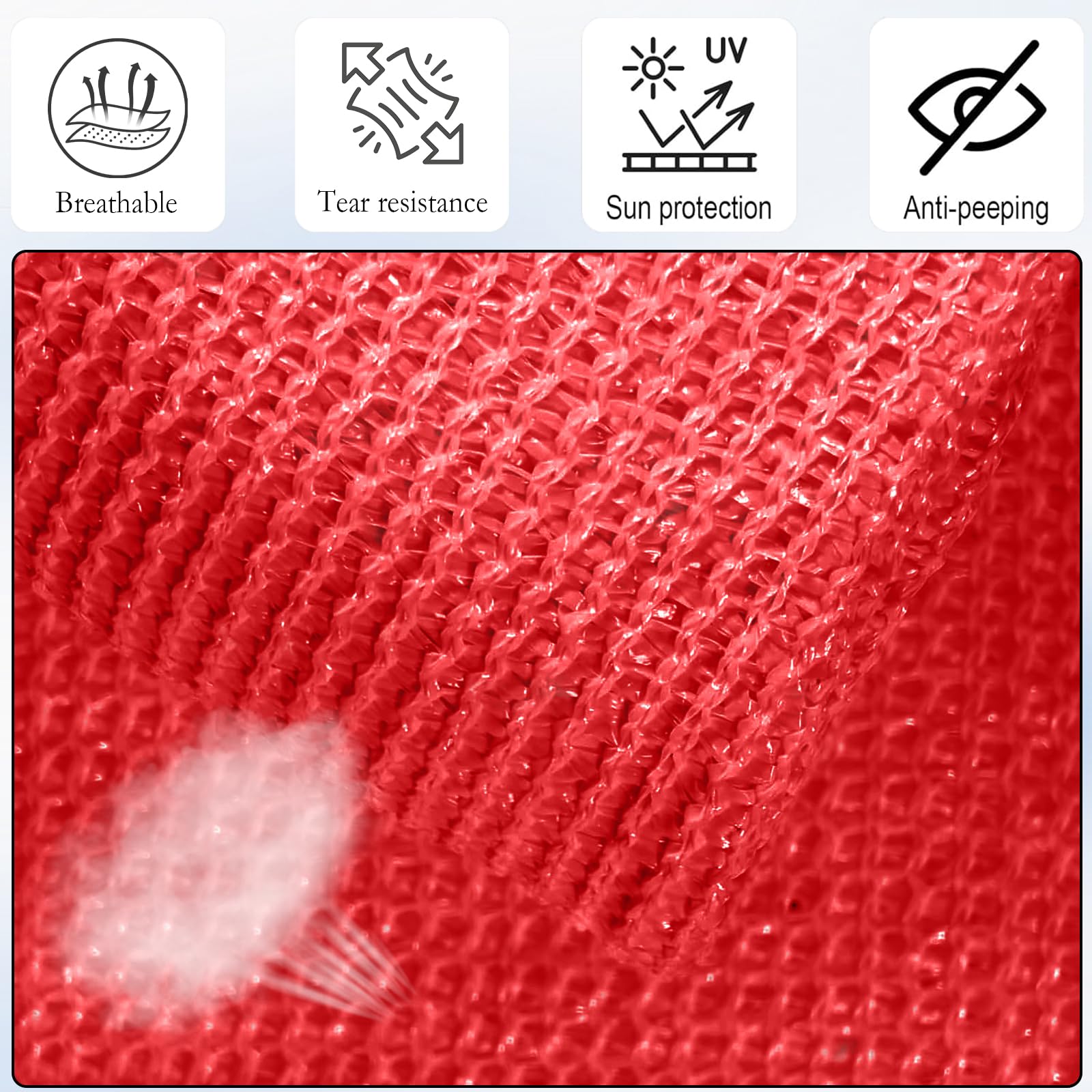 Recinzione Copertura 130 x 360 cm Tessuto HDPE da 220 G/M², Leggera e Durevole, Balcone Protezione Della Privacy Schermo con Fascette e Funi per Balcone Giardino Terrazza, Rosso