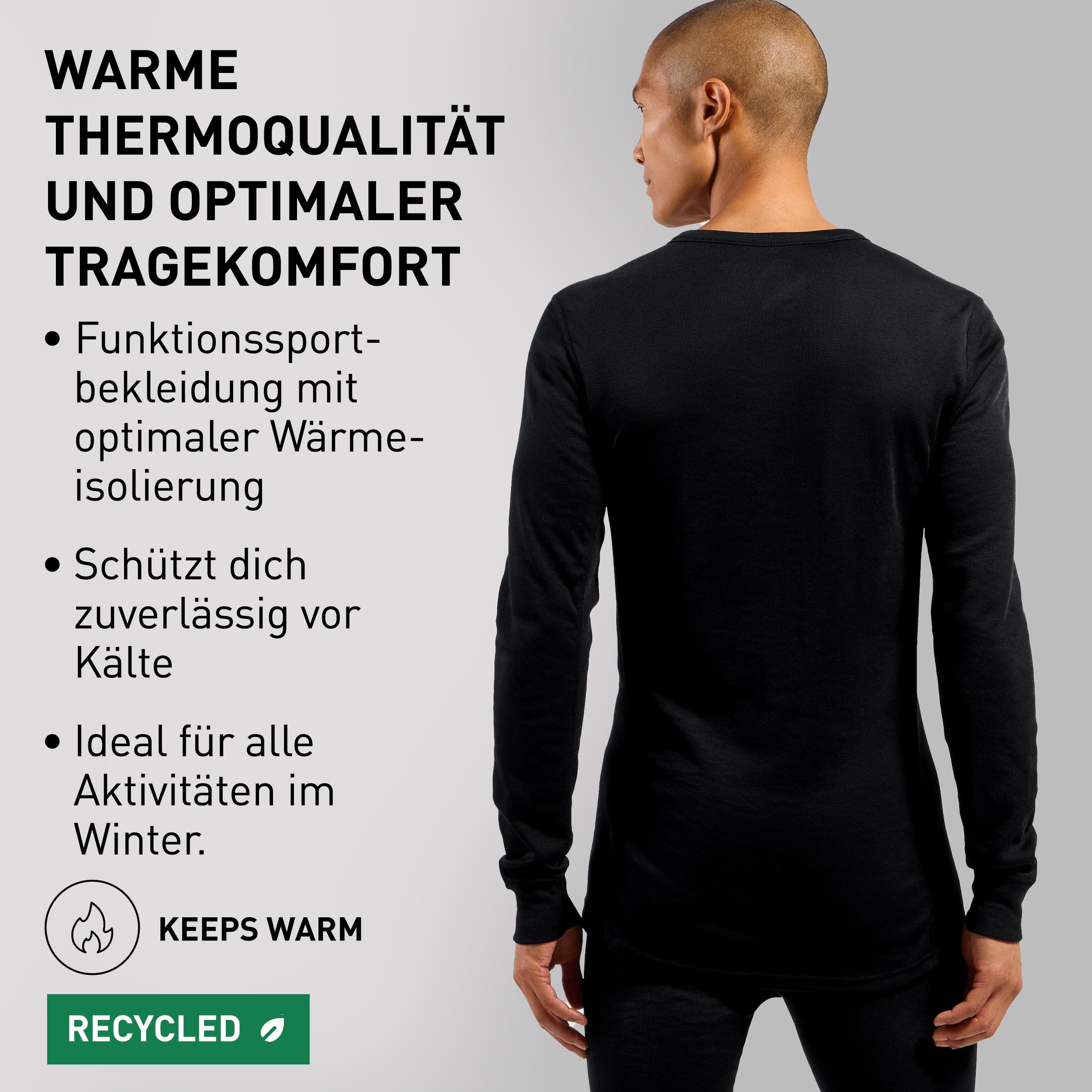 Odlo Herren Active Warm Langarm Thermoshirt Skiunterwäsche Funktionsunterwäsche 1er Pack