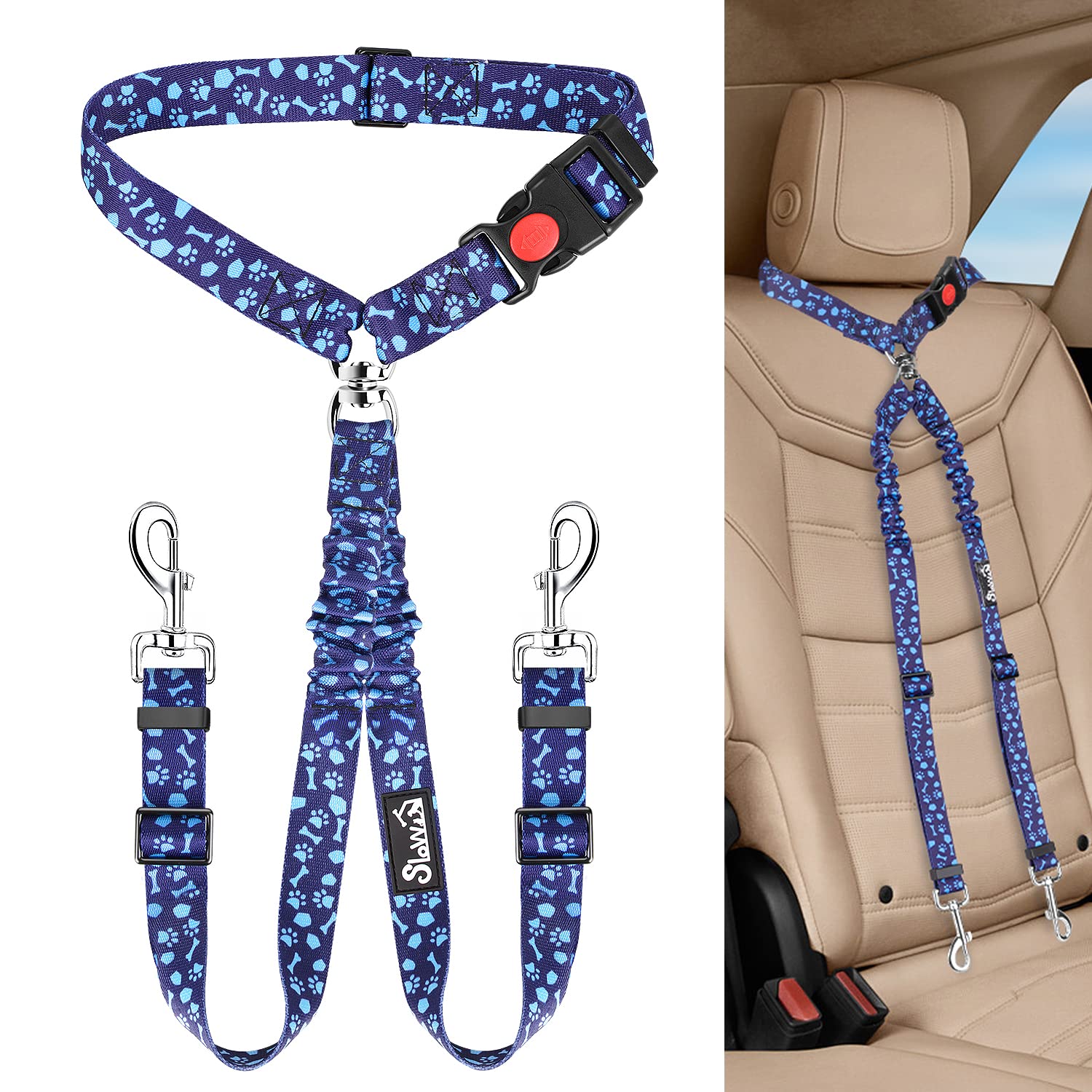 Lukovee Double Dog Car Seat Belt
