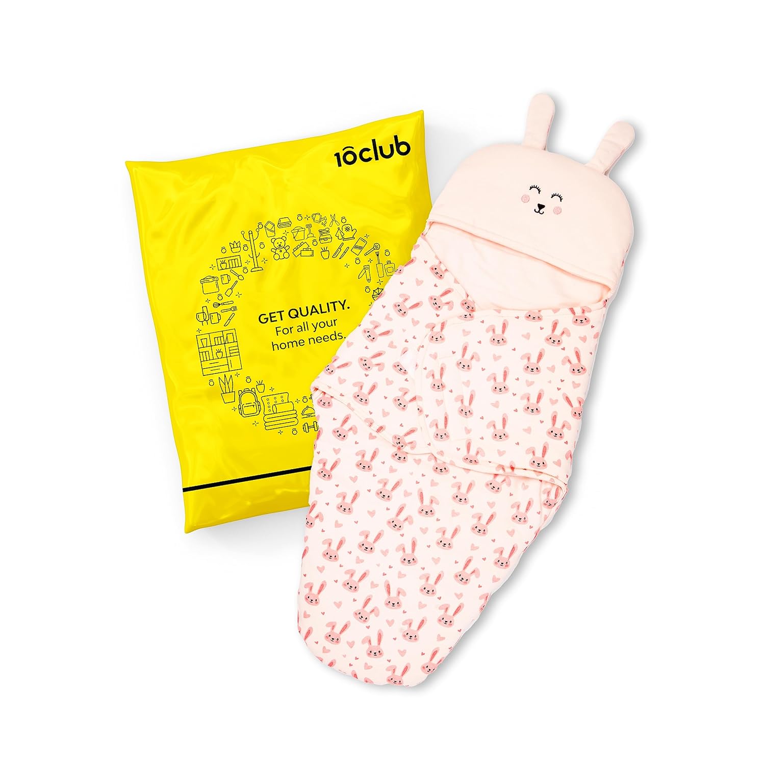 MY NEWBORN by 10 Club 3 Layer 100 Organic Cotton Hooded Baby Swaddle