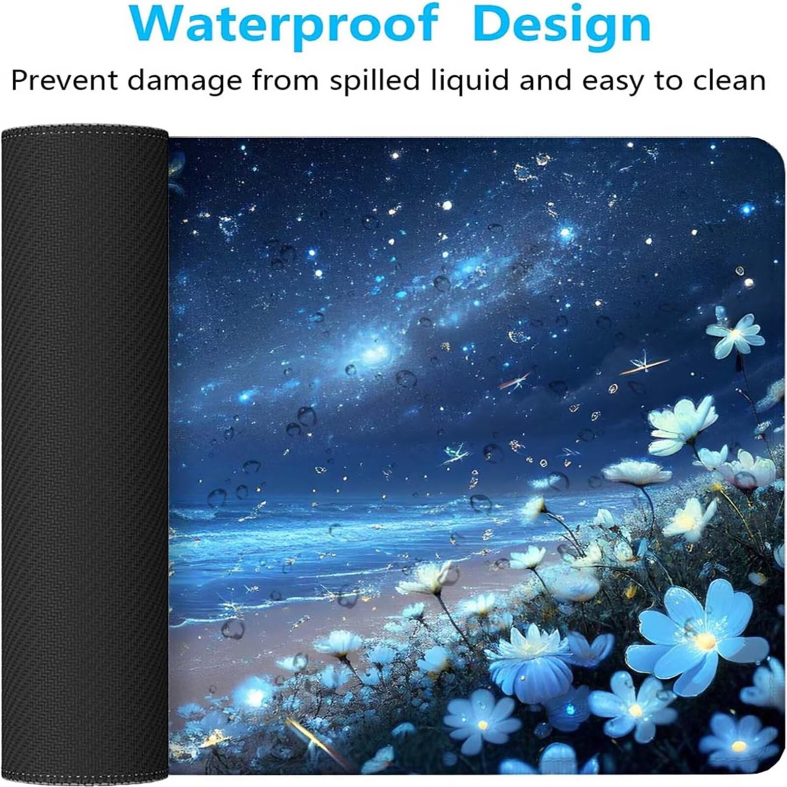 Alfombrilla Ratón Flor Playa Alfombrilla Ratón XXL 1400x600x3mm Mouse Pad Resiste Salpicaduras, Extendida de Gran Tamaño con Bordes Cosidos, Mejora Precisión y Velocidad, Antideslizante,Duradera y-267