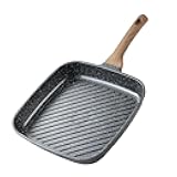 11 Inch Nonstick Grill Pan for Steak - Premium Granite Nonstick Coating, Square Grill Skillet, Indoor Outdoor RV Camping Use, Gas & Induction Safe, All Stovetops Compatible, PFOA Free, Black