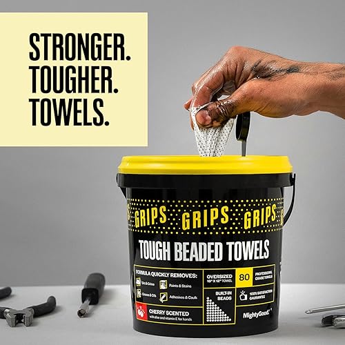 Vista 6 de MightyGood. Grips - Toallas para fregar con cuentas, 1 paquete, 80 toallas húmedas extra grandes de 10 x 12 pulgadas, recipiente resistente, aroma