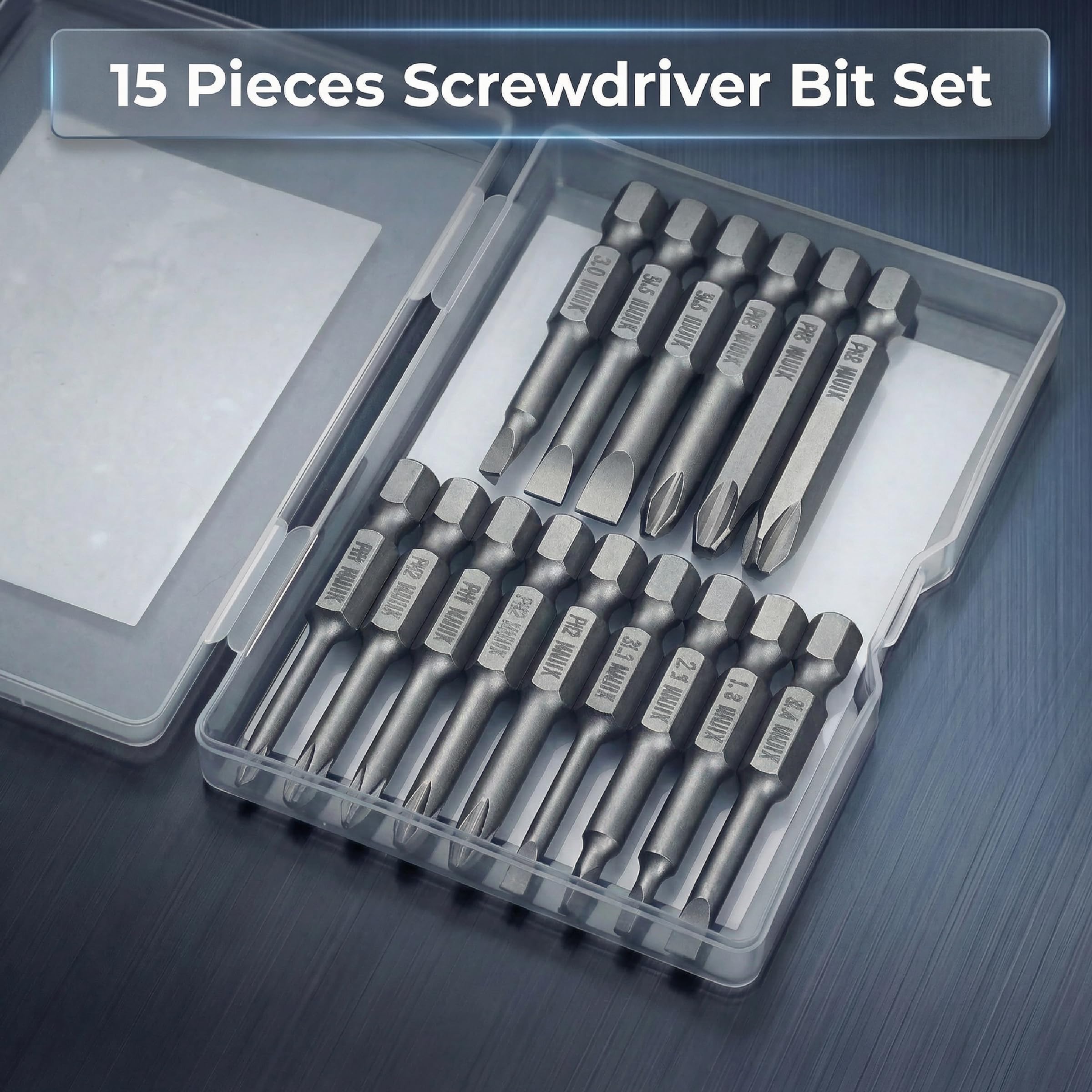 Amazon.com: Bates- Screwdriver Bits Set, 2 Inch, 15 pcs, 1/4 Hex