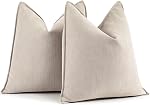 ZWJD Couvertures d'oreillers beiges 18x18 Ensemble de 2 Couvre-oreillers Chenille avec un design élégant et doux et des oreillers décoratifs luxueux pour le canapé, le lit et la décoration maison