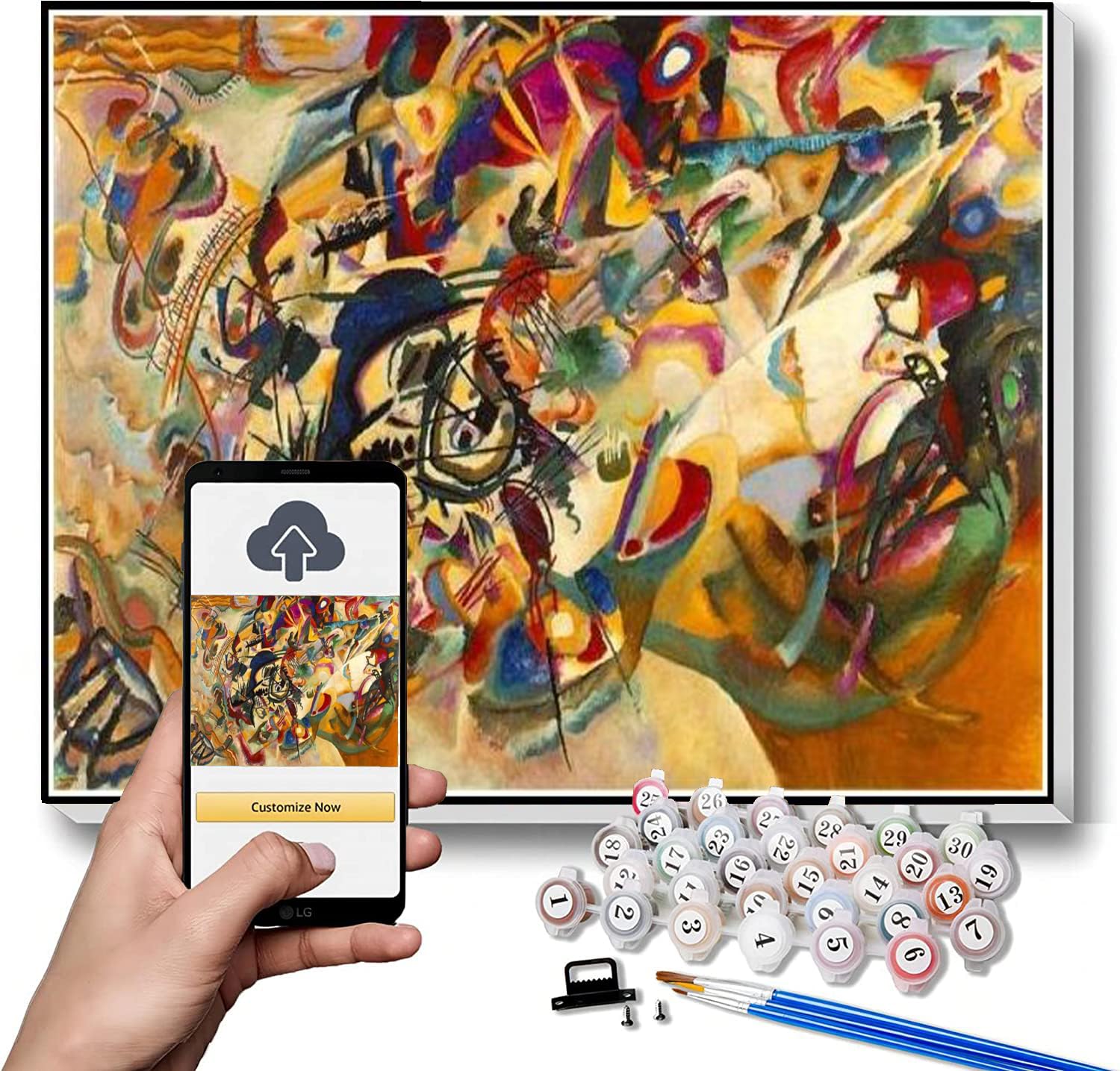 Paint by Numbers Kits for Adults and Kids Composition VII Painting by Wassily Kandinsky Arts Craft for Home Wall Decor