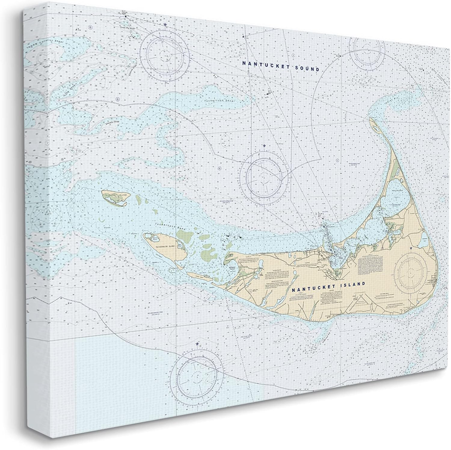 Stupell Industries Nantucket Island Coastal Massachusetts Traditional Nautical Map, Designed by Daphne Polselli Canvas Wall Art, Tan 24x30 Gallery Wrapped Canvas