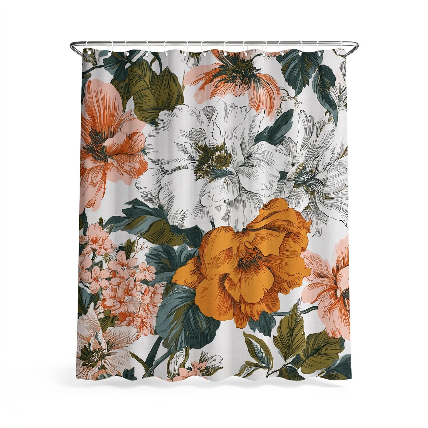 Generico Stile Bohemien Tenda Da Doccia Fantasia Astratto Fiori Multicolore, Tenda Da Doccia Per Bagno, Vasca Da Bagno, Tenda In Poliestere Impermeabile Con Ganci In Plastica, 200 x 200 cm