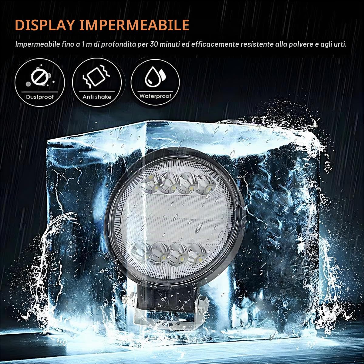 Faro LED da lavoro 2x72W 12v 24v, faro aggiuntivo LED rotondo per fuoristrada impermeabile IP68, per trattore, SUV, auto