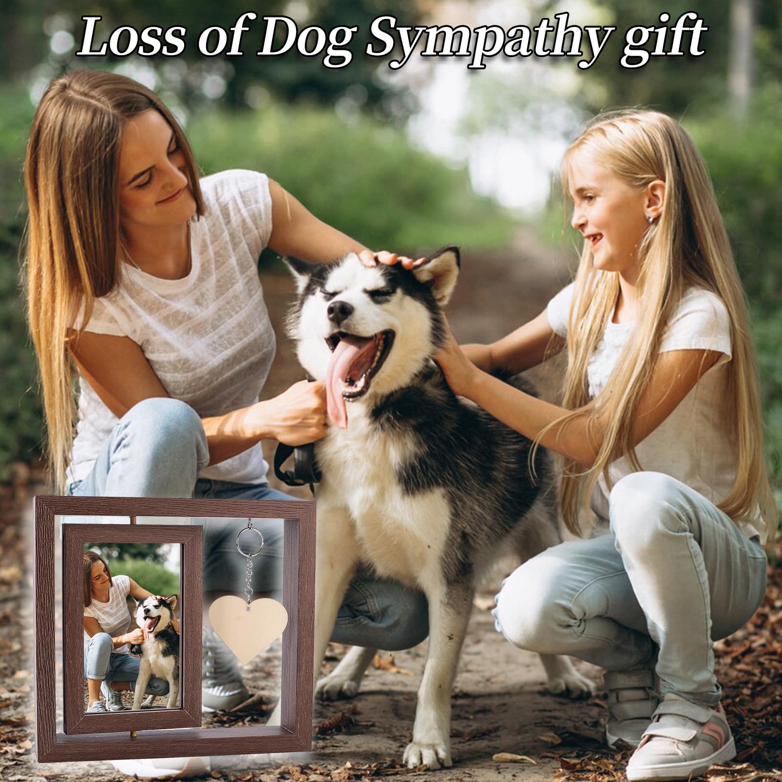NICENEEDED Wooden Rotating Picture Frame, Double Sided Display Photo Frames with Heart Pendant - Image 3